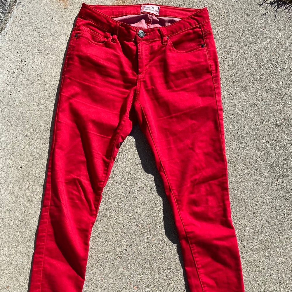 Scarlet Boulevard Red Skinny Jeans
